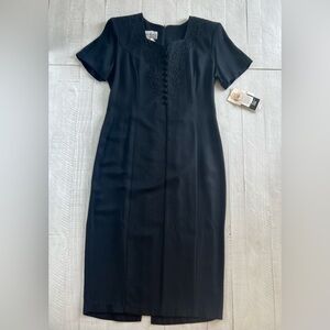 Vintage 90’s Y2KWitchy Goth NWT black maxi dress with embroidery and buttons 12